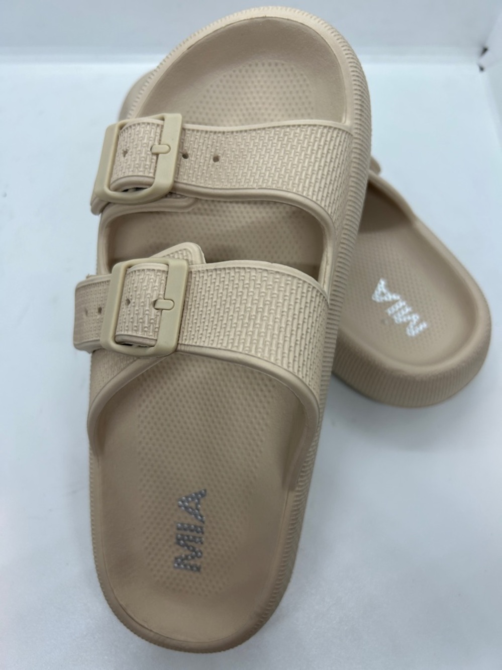 Womens Mia Ligth Beige Libbie Comfort Cushioned Platform Slide Sandals Sz 8 - Picture 6 of 8